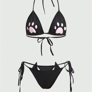 Paw print Cat Bra and Thong Pantie Set
